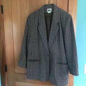 Leslie Fay brown plaid blazer 16